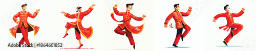 vector of a man dancing happily celebrating Chinese New Year