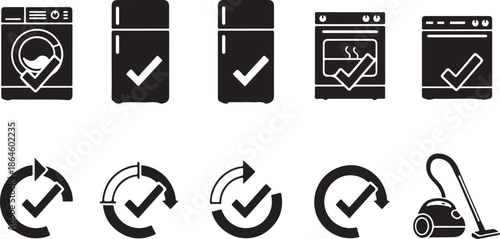 Black and white checklist icons for household chores and tasks