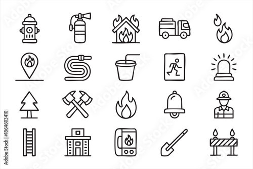 Fire Safety UI Icons for Alarm Systems and Response Applications