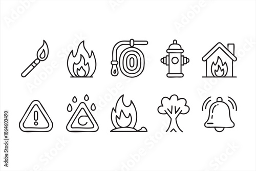 Fire Hazard and Alarm Icons for Digital Safety Interfaces