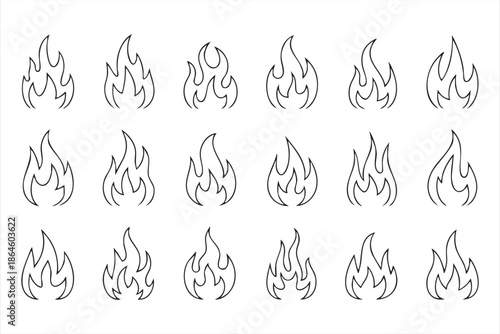 Minimal Flame Icons for Apps, Dashboards, and Warning Systems