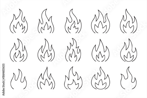 Fire Hazard Flame Icons for Digital Interfaces and Signage
