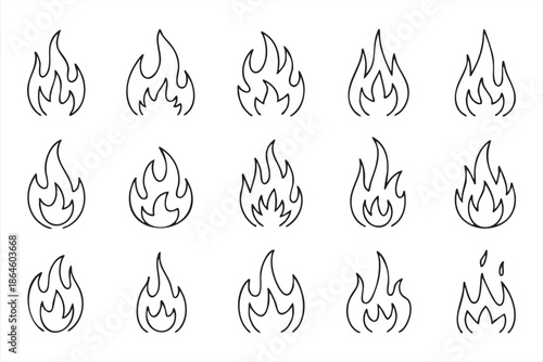 Fire Icon Set for Heat Warnings and Interface Controls