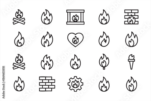 Fire Flame Icons for UI Design and Safety Indicators