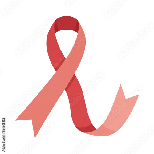 A red ribbon symbolizing awareness and support for a social cause is illustrated against a clean white background