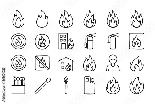 Fire Hazard Icons for Buildings, Alerts, and UI Systems