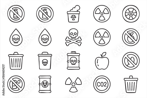 Hazardous Material Icons for Environmental and Industrial Alerts