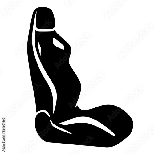 Car seat vector icon silhouette for automotive interior design, vehicle passenger chair, and transportation comfort symbol.