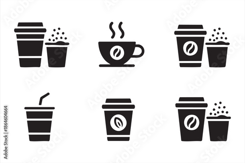 Coffee Cup Takeaway Icons for Cafe Branding and UI Design