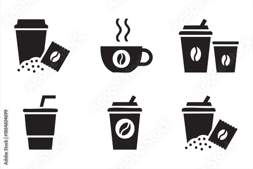 Beverage Coffee Cup Icons for Food Service Apps and Menus