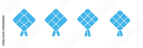 a fun and colorful outline of ketupat icons, set apart on a white background
