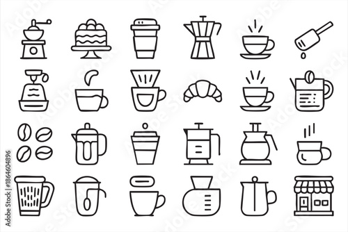 Barista Coffee Icons for Digital Menus and Ordering Apps