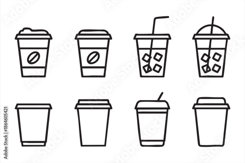 Tableau sur toile Hot and Iced Coffee Cup Icons for Food Delivery Apps