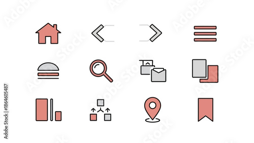 Collection of web interface icons.