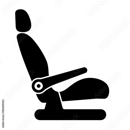 Car seat vector icon silhouette for automotive interior design, vehicle passenger chair, and transportation comfort symbol.