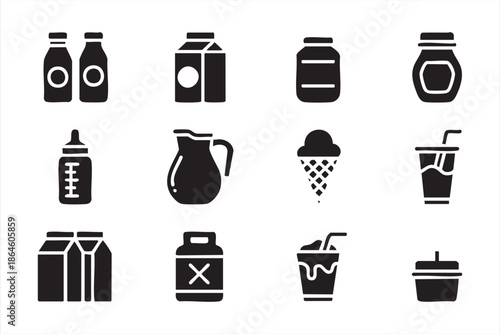 Drink Bottle and Cup Icons for Food Service Apps