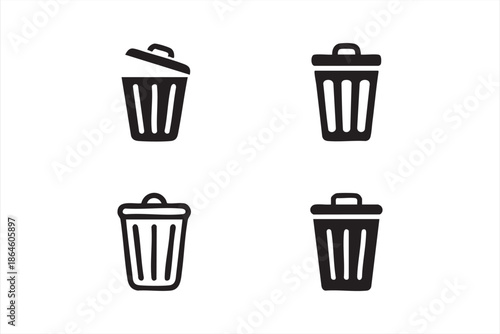 Trash Can Delete Icons for App Interfaces, System Menus, UI Controls