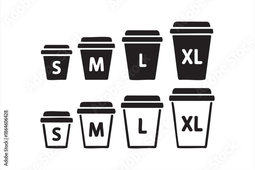 Drink Cup Size Icons for Cafe Apps, Dashboards, and Menus