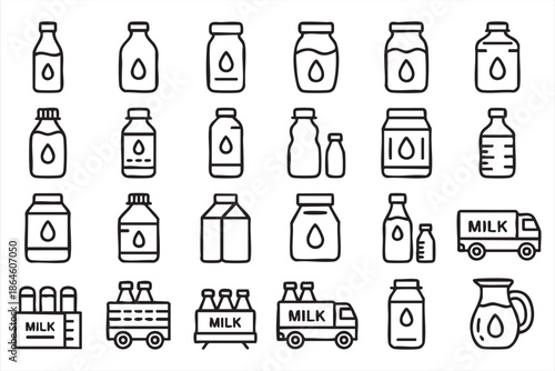 Dairy Product Icons for Ecommerce Grocery and UI Layouts