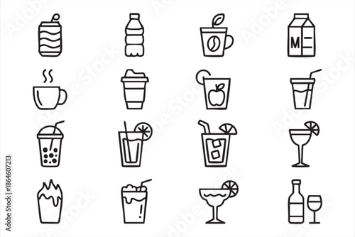 Coffee and Cold Drink Icons for Web Design and Mobile UI