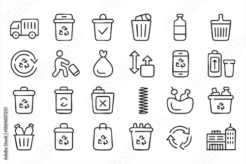 Trash Sorting and Recycling Icons for Environmental Interface Systems