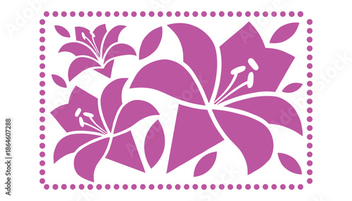 Lily flowers silhouettes arrangement floral design element nature decoration garden blossom set