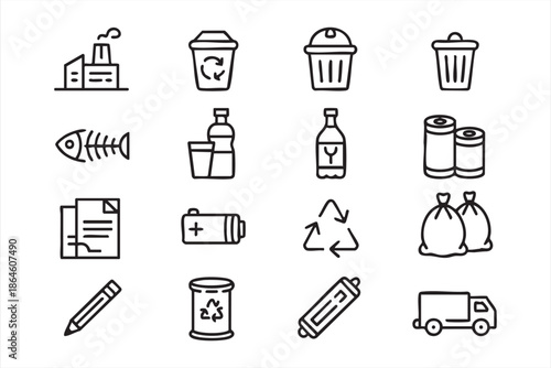 Waste Management UI Icons for Smart City and Green Platforms