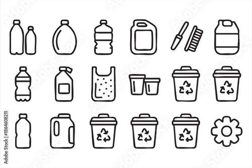 Plastic Recycling Icons for UI Design and Waste Sorting Systems