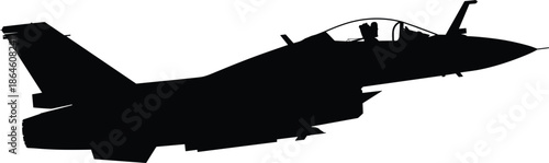 Military fighter jet silhouette, modern combat aircraft design, air force aviation concept, defense technology, war plane illustration