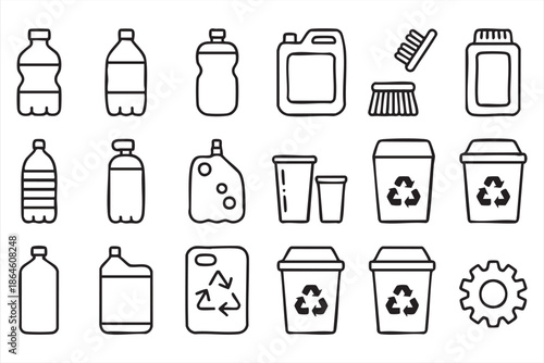 Packaging and Plastic Waste Icons for Sustainability Apps