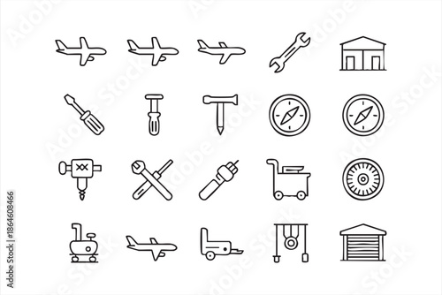 Transportation and Tool Icons for Logistics Apps and Web Interfaces