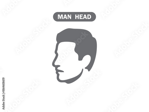 Minimalist Male Profile Line Art Icon - Modern Stylized Man Head Vector Illustration for Branding and User Avatar