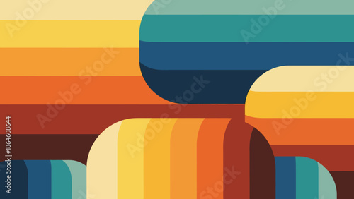 Colorful Abstract Shapes with Striped Pattern.