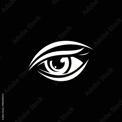 Stylized Human Eye Illustration on Black Background.