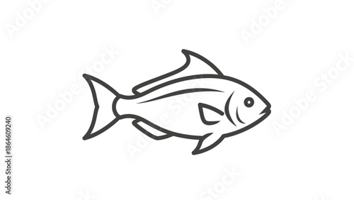 Fish line art icon isolated on white background.