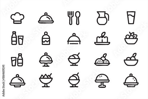Restaurant Food Icons for UI Kits and Ordering Systems