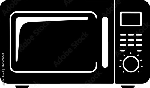 modern kitchen microwave oven silhouette vector illustration