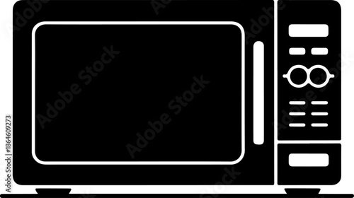 modern kitchen microwave oven silhouette vector illustration