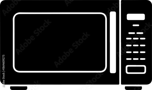 modern kitchen microwave oven silhouette vector illustration