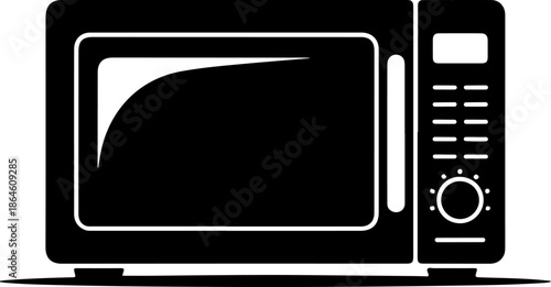 modern kitchen microwave oven silhouette vector illustration