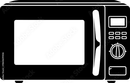 modern kitchen microwave oven silhouette vector illustration