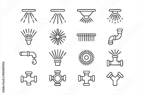Irrigation System Icons for Agriculture Apps and UI Design