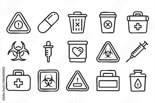 Hospital Medical Icons in Line Style for UI Design, Dashboards, and Health Platforms