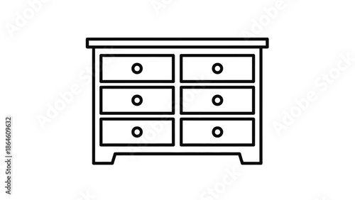 Modern chest of drawers furniture line icon isolated on white.