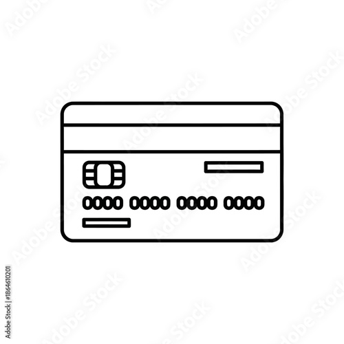 Close-up of a Credit Card showing magnetic strip and chip for financial transactions