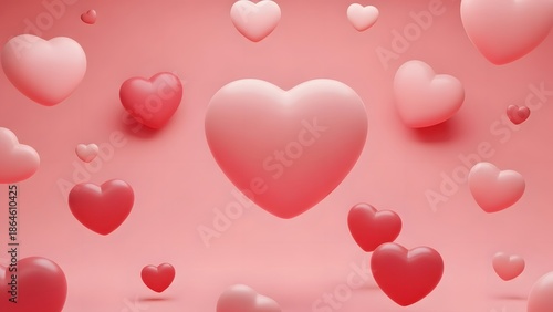 Floating 3D hearts in various sizes for valentines day concept