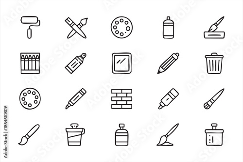 Art Studio Line Icons for Drawing Apps, Illustration UI, and Design Platforms