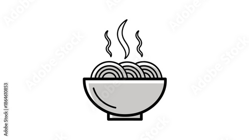Hot Noodle Soup Bowl Icon Illustration