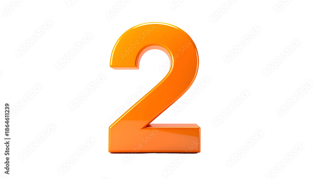 Naklejka premium A vibrant, glossy, orange numeral 