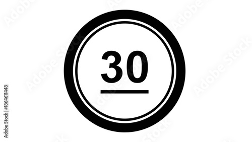 Speed Limit 30 Road Sign Vector Icon.
